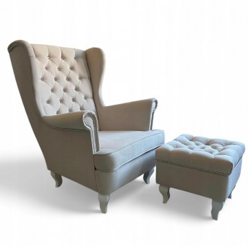 FOTEL USZAK BEŻOWY GŁĘBOKO...