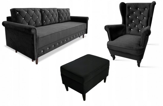 KOMPLET SOFA FOTEL PODNÓŻEK...