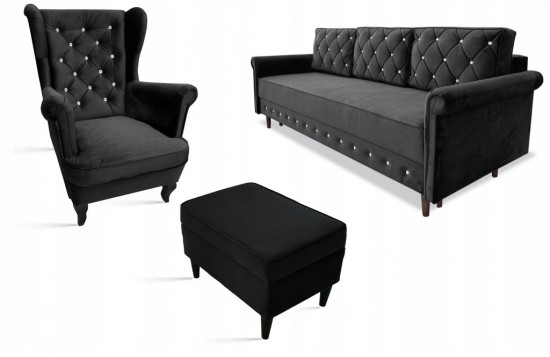 KOMPLET SOFA FOTEL PODNÓŻEK...