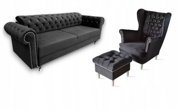 KOMPLET SOFA FOTEL PODNÓŻEK...