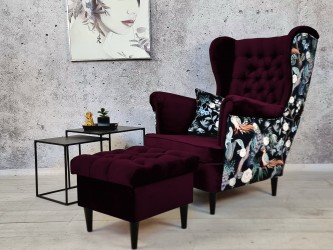 FOTEL USZAK  Z PODNÓŻKIEM...